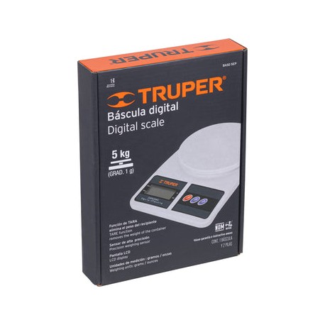 Bascula Digital Para Cocina 15161 Truper 5 Kg BASE-5EP
