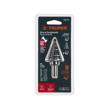 Broca Escalonada 10 Esc. 12126 Truper 1/4-1 3/8 In BES-10