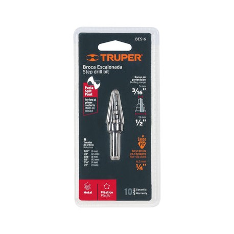 Broca Escalonada 6 Esc. 12120 Truper 3/16-1/2 In BES-6