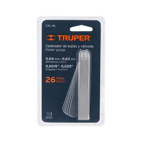 Calibrador Para Bujia 26 Hojas Truper  CAL-26