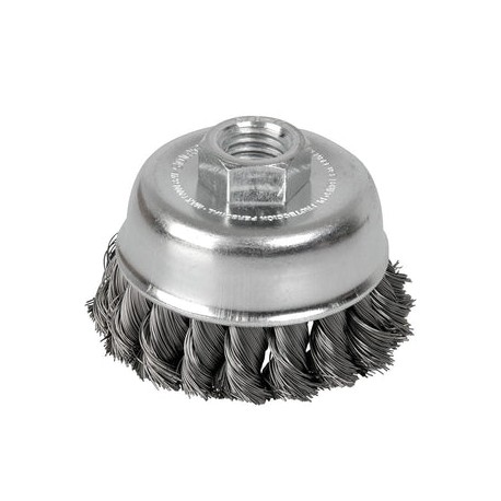 Carda copa trenzada alambre delgado 4" x 0.35 mm con rosca 5/8" Surtek