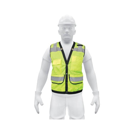 Chaleco Con Cinta Reflejante Plata Truper Mediano CHS-800V-M Amarillo