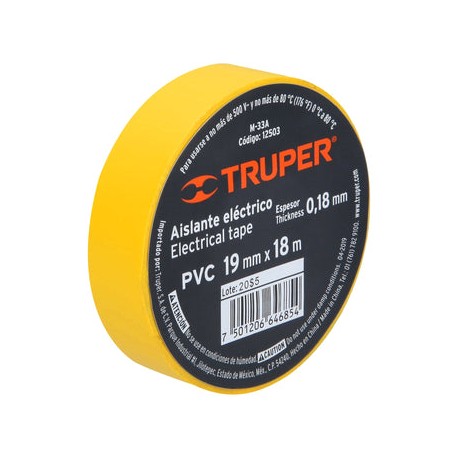 Cinta Aisl. Electrica Truper 18 Mt M-33A Amarilla