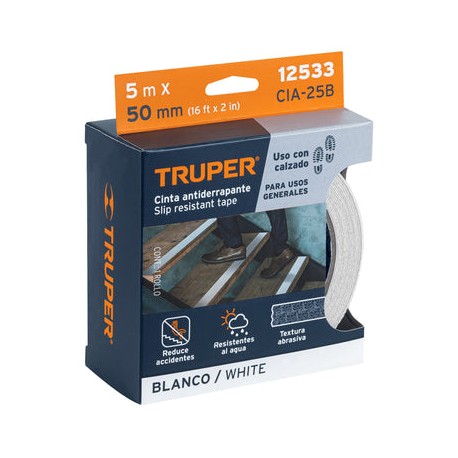 Cinta Antid. De Seguridad 12533 Truper 2 In X 5 M CIA-25B Blanca
