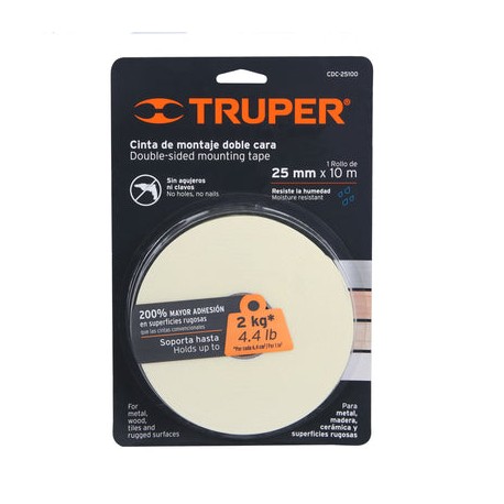 Cinta Doble Cara 11728 Truper 1 In X 10 Mt CDC-25100