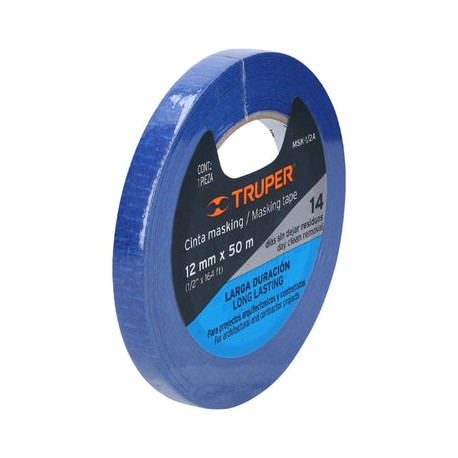 Cinta Masking Tape 12620 Truper 1/2 in X 50 Mt MSK-1/2A Azul